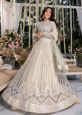 Azure Embroidered Chiffon Unstitched 3 Piece Suit - 10